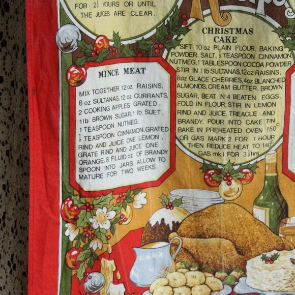 Vintage Holiday Towel, Vista Christmas Recipes Cotton Tea Towel, Made in Britain - Picture 4 of 15